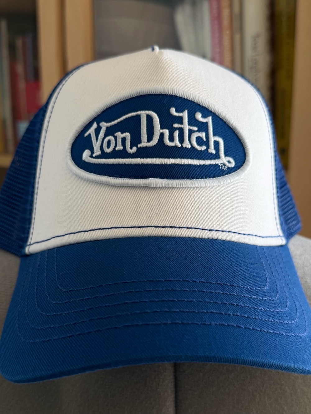 Classic Y2K Drip: Vintage Blue & White Von Dutch Trucker Hat 🧢🔥